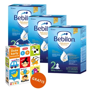 Zestaw Bebilon Advance Pronutra 2, mleko następne, powyżej 6 miesiąca, 3 x 1000 g + CzuCzu, duże karty kontrastowe gratis - Mleko modyfikowane - miniaturka - grafika 1