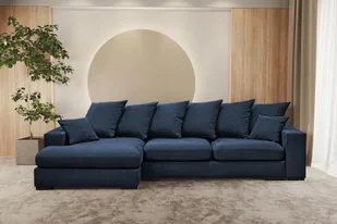 Sofa w kształcie L GABON narożnik z funkcją spania Riviera niebieski lewy - Narożniki - miniaturka - grafika 1