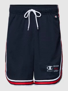 Spodnie sportowe męskie - Szorty z dzianiny dresowej z detalami z logo model ‘Bermuda’ - grafika 1