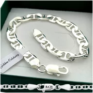 Bransolety męskie - ELEGANCKA MĘSKA SREBRNA BRANSOLETKA 925 GUCCI 7,5 MM SZEROKA DARMOWY GRAWER - miniaturka - grafika 1