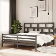 Łóżka - Łóżko z litego drewna sosna szara 200x200 cm - miniaturka - grafika 1