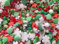 Dodatki do ciast w proszku - Posypka Święta Boże Narodzenie Mix Śnieżynki Choinki Perełki 50G - miniaturka - grafika 1