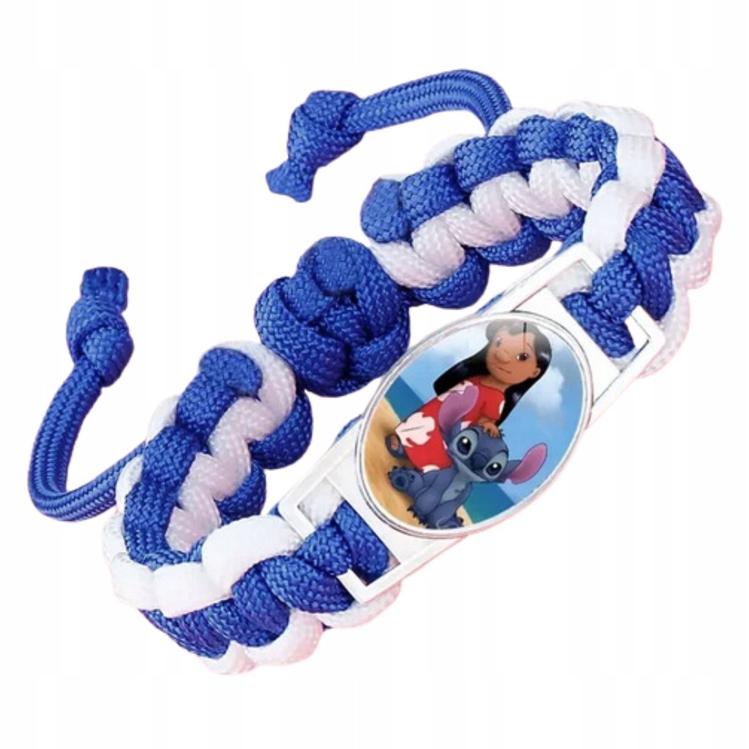 Bransoletka Sznurkowa Pleciona Regulowana Granatowa Motyw Stworka