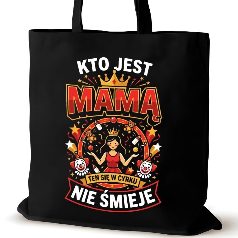 Torba bawełniana czarna dla MAMY na ramię walentynki biura śmieszna