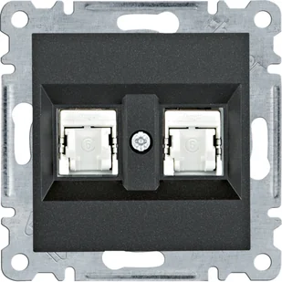 Hager Gniazdo komputerowe 2xRJ45 kat. 6 FTP LUMINA - czarny mat - Gniazdka elektryczne - miniaturka - grafika 1