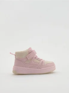 Reserved - Wysokie trampki na rzepy - pastelowy róż - Buciki dla niemowląt - miniaturka - grafika 1