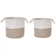 Kosze wiklinowe - Zestaw 2 koszy bawełnianych biały z beżowym PAZHA - miniaturka - grafika 1