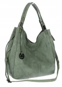 Plecaki worki - Tommasini Torebka Damska Listonoszka Duża Torba Shopper Worek 2692 Zielona - miniaturka - grafika 1