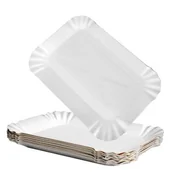 Naczynia i sztućce jednorazowe - Tacki papierowe Simple Solution 100 sztuk biały - miniaturka - grafika 1