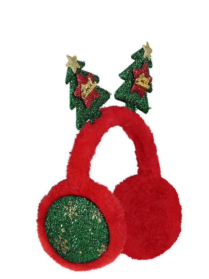 Sublevel Pluszowe nauszniki w kolorze czerwono-zielonym