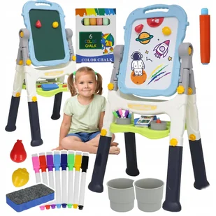DWUSTRONNA TABLICA EDUKACYJNA KREDOWA MAGNETYCZNA DZIECI STOJĄCA +AKCESORIA Z2218 - Tablice dla dzieci - miniaturka - grafika 1