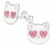 Biżuteria dla dzieci - Srebrne Kolczyki 925 Dla Dziewczynki Kotki Wkrętki Dla Dzieci Sztyft - miniaturka - grafika 1