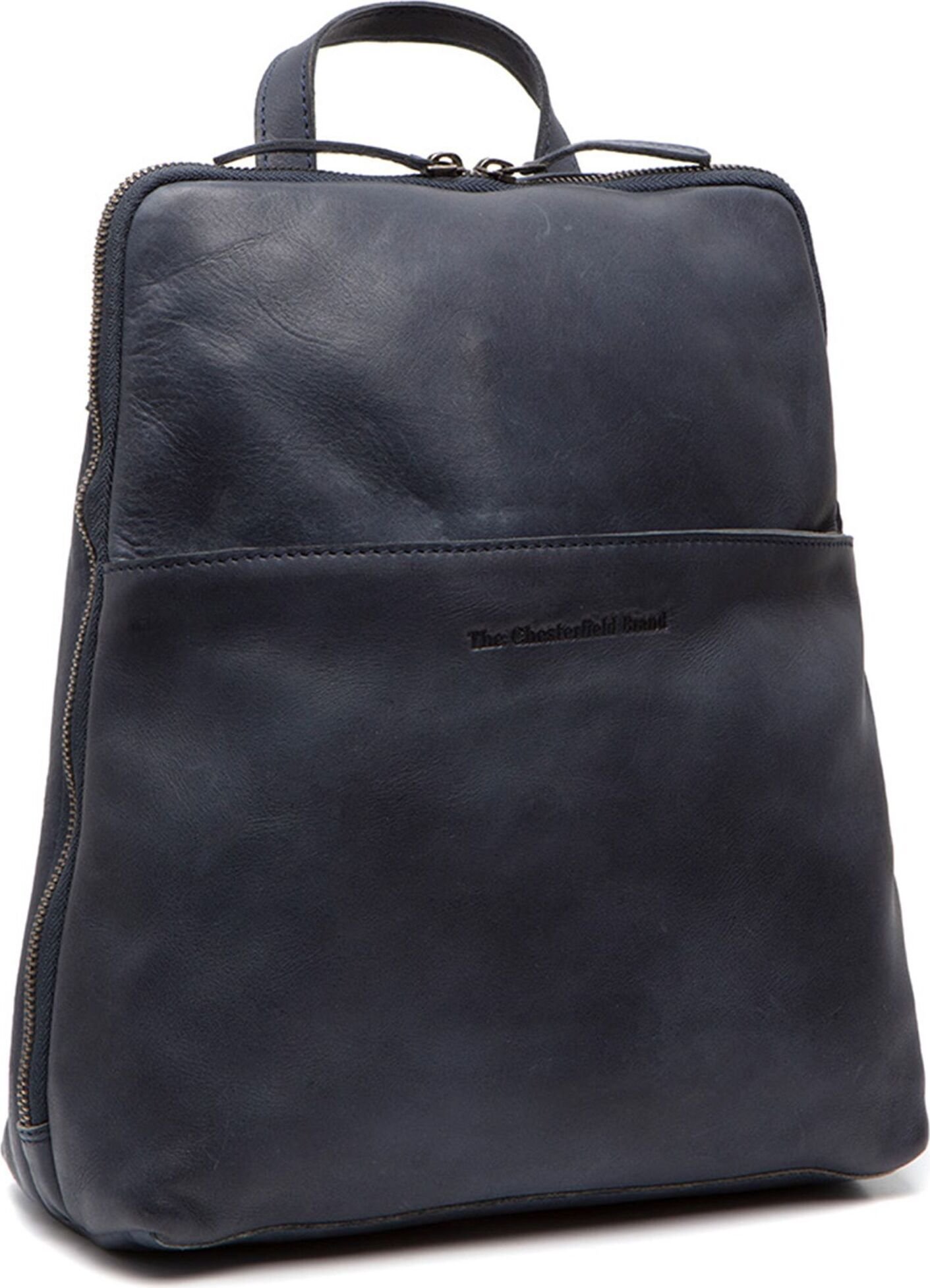 Skórzany plecak casualowy marki Chesterfield Plecak Bern Granatowo-szary