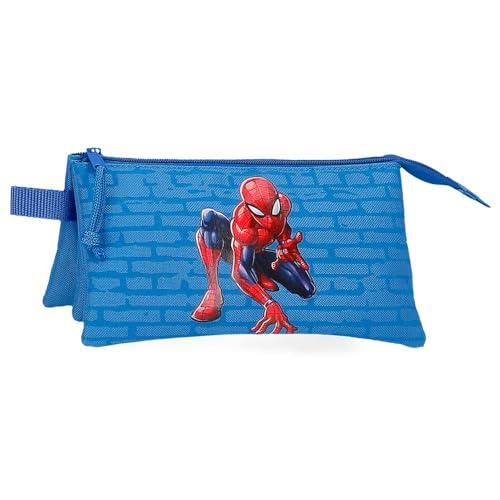 Joumma Marvel Spiderman Vigilante Triple Case 22x12x5 cms Poliester 1,32l, Niebieski, Talla única, Potrójne etui