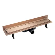 Odpływy liniowe - Laveo Basso odpływ liniowy 100 cm przyścienny ruszt odwracalny różowe złoto COB811D - miniaturka - grafika 1