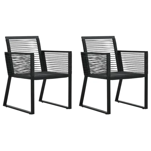 Zestaw 2 czarnych krzeseł ogrodowych z rattanu PVC, 53 x 57 x 77 cm