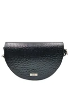 Torebki damskie - Skórzana czarna listonoszka półksiężyc krokodyl - miniaturka - grafika 1