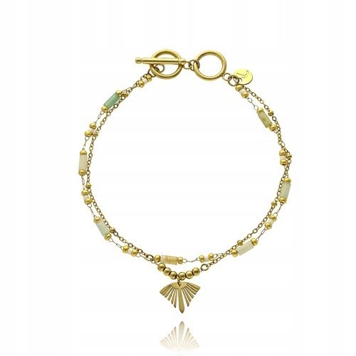 Bransoletka Z Kamieni Pozłacana Stal Szlachetna Z Amazonitem I Zawieszką