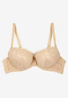 Biustonosze - Beżowy Biustonosz o Fasonie Push Up Zdobiony Koronką Morgis - miniaturka - grafika 1