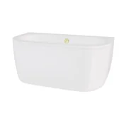 Wanny - Besco Wanna przyścienna Volya 160x75 cm kompozyt biały połysk syfon z napełnieniem przez przelew złoty WKV-160-WZO - miniaturka - grafika 1