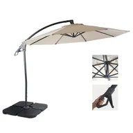 Parasole ogrodowe - Parasol ogrodowy Deluxe HWC-D14, parasol przeciwsłoneczny, okrągły Ø 3 m poliester aluminium/stal 14 kg ~ kremowo-biały z podstawą - miniaturka - grafika 1