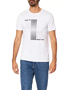 Armani Exchange Męski t-shirt z logo i Phrase, biały, L - Koszulki męskie - miniaturka - grafika 1