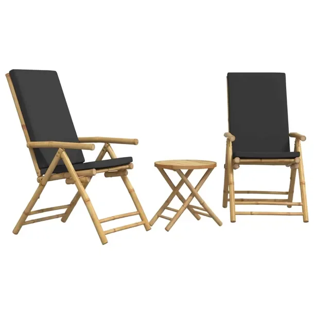 Zestaw Bistro Bambusowy: Stół (45x45cm), 2x Krzesło (77x55x99-110cm), Po