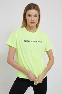 Koszulki i topy damskie - DKNY T-shirt bawełniany kolor zielony - - grafika 1