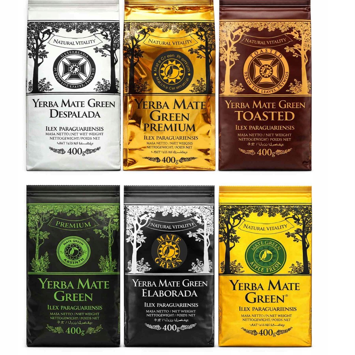 Yerba Mate Green różne smaki 6x400g Brazylia owocowe 2,4Kg