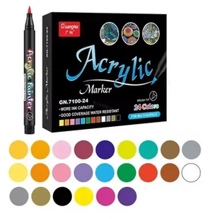 Pisaki Flamastry Mazak MARKERY AKRYLOWE ZESTAW 24 KOLORÓW WODOODPORNE - Przybory szkolne - miniaturka - grafika 1