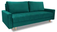 Sofy i kanapy - Sofa rozkładana ALEX, sofa z funkcją spania i podstawą do spania, sofa rozkładana, sofa na drewnianych nóżkach, sofa z tkaniny welurowej, kolor: jasnozielony - miniaturka - grafika 1