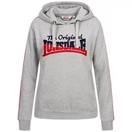 Bluzy damskie - Lonsdale Damska bluza z kapturem L, Marl Grey/Navy/Red, S - miniaturka - grafika 1