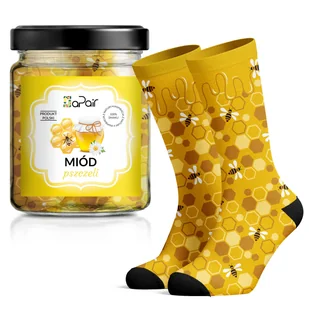 Skarpety Damskie / Męskie w Słoiku na prezent Miód Pszczeli-39-42 - Skarpetki damskie - miniaturka - grafika 1