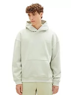 Bluzy męskie - TOM TAILOR Denim Męska bluza z kapturem z nadrukiem logo, 32246-Garden Torf, L - miniaturka - grafika 1