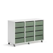 Meble do szkół i przedszkoli - Regał szkolny CASPER, 12 szuflad, biały, ciemnozielony - miniaturka - grafika 1
