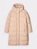 Kurtki damskie - 4F Płaszcz puchowy w kolorze beżowym - miniaturka - grafika 1