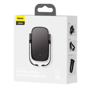 Baseus 5w1 elektrycznie zamykany uchwyt samochodowy bezprzewodowa ładowarka Qi 10 W + ładowarka samochodowa + 2 mocowania + kabel micro USB czarny (WXHW01-B01) - Ładowarki samochodowe - miniaturka - grafika 5