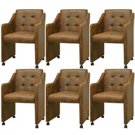 Krzesła - Krzesła do jadalni z brązową eko skórą 6 szt. 59x57,5x86,5 cm - miniaturka - grafika 1