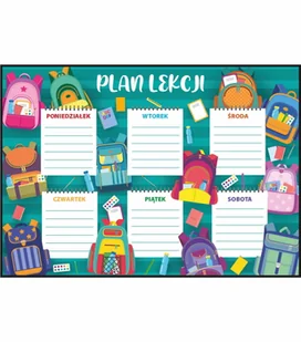 Plan lekcji przybory szkolne, nowy rok szkolny, rozmiar 30x40 cm - Szkolne artykuły papiernicze - miniaturka - grafika 1