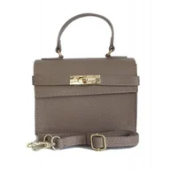 Torebki damskie - Włoska zgrabna skórzana listonoszka Vera Pelle kuferek,kufereczek Beżowa VPK321T - miniaturka - grafika 1