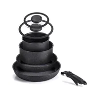 Zestawy garnków i patelni - Zestaw Garnków I Patelni Moneta Etnea Minispace Aluminum 7 Elementów Czarny - miniaturka - grafika 1