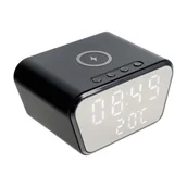 Stacje dokujące do telefonów - OEM Ładowarka indukcyjna 15w cfnz01 z zegarkiem i termometrem czarna - miniaturka - grafika 1