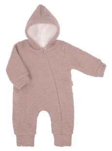 Dziewczęcy pajac z kapturem pudrowy Nicol,r.68 - Pajacyki dla niemowląt - miniaturka - grafika 1