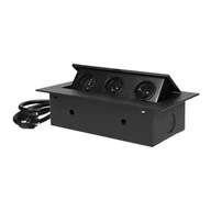 Gniazdka elektryczne - Gniazdo meblowe wpuszczane w blat z płaskim rantem i przewodem 3x2P+Z czarne OR-GM-9037/B - miniaturka - grafika 1