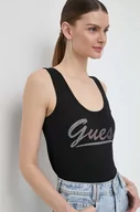 Koszulki sportowe damskie - Guess top bawełniany kolor czarny - miniaturka - grafika 1
