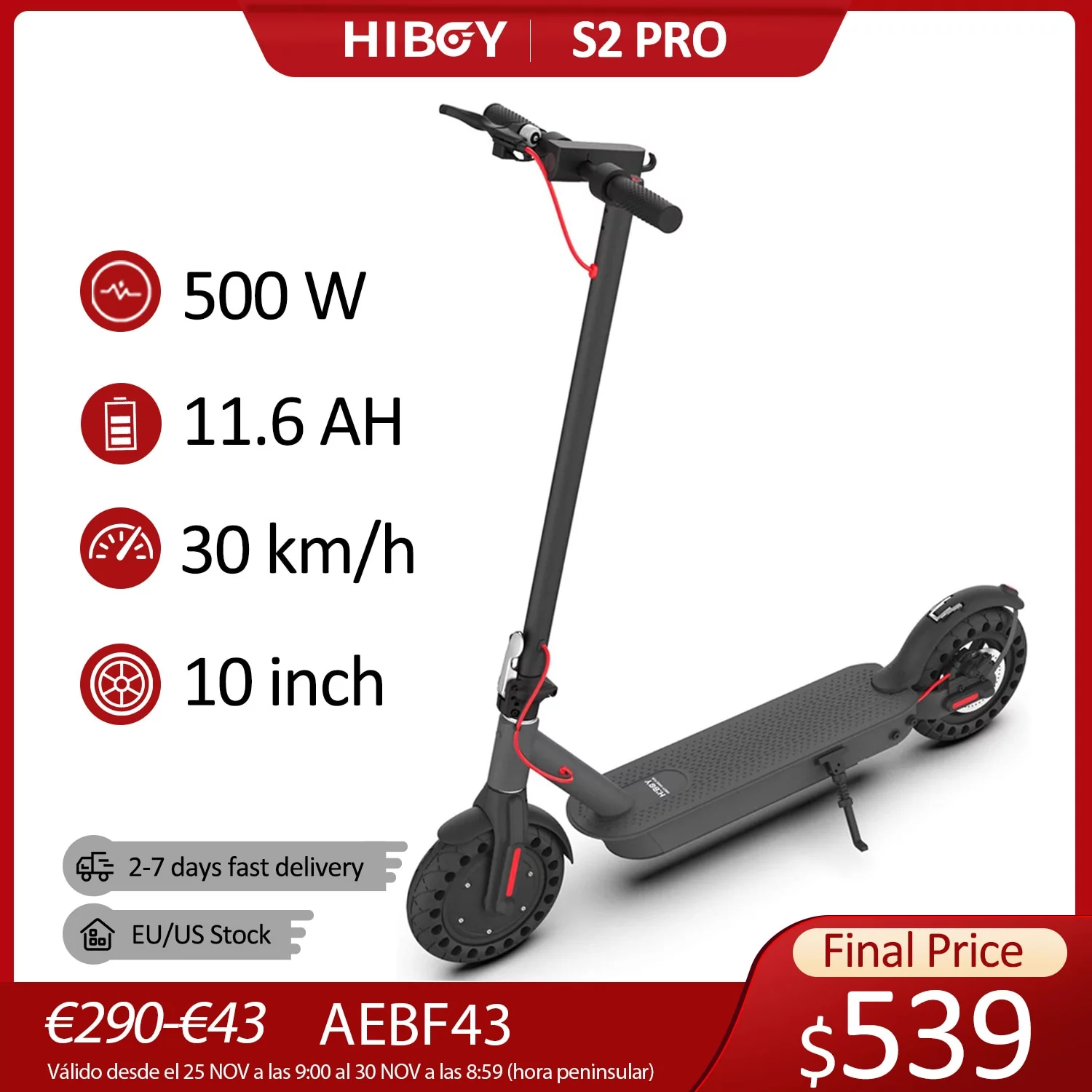 AliExpress skuter elektryczny 500w Hiboy S2 Pro z siedzeniem 10 Cal solidna  opona 30 km/h 40km daleki zasięg - Ceny i opinie na Skapiec.pl