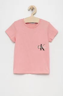 Koszulki dla dziewczynek - Calvin Klein Jeans Jeans t-shirt bawełniany dziecięcy kolor różowy - grafika 1