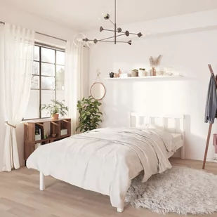vidaXL Rama łóżka biała lite drewno sosnowe 90x190 cm 810048 - Łóżka - miniaturka - grafika 1