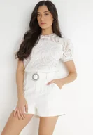 Spodenki damskie - Białe Szorty Ajothius - miniaturka - grafika 1