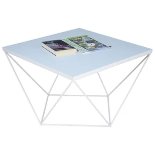 Biały metalowy stolik kawowy T5-N40 - Ławy i stoliki kawowe - miniaturka - grafika 1